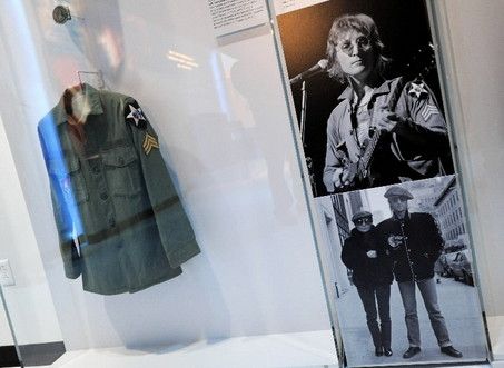 John Lennon army military shirt on display