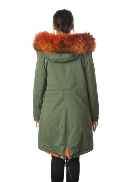 stonetail orange fur parka coat back
