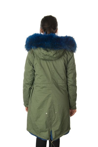stonetail blue fur parka coat back