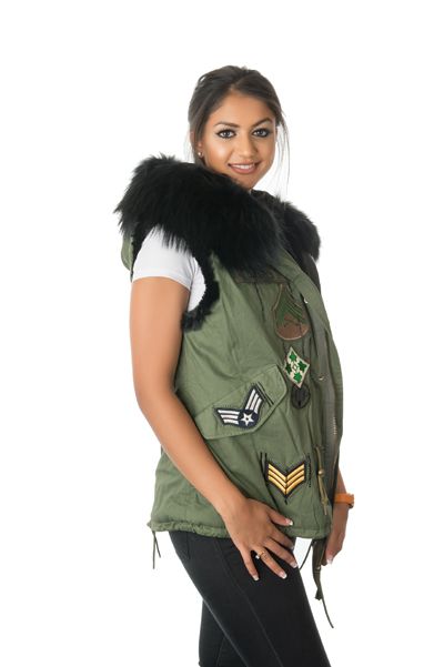Stonetail Military badged gilet opposite side view