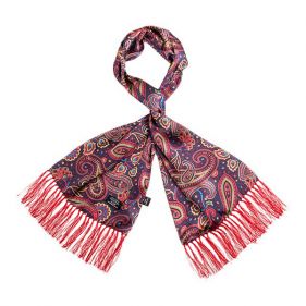 Tootal Silk Scarf Paisley Navy Red