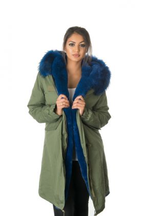 stonetail blue fur parka coat