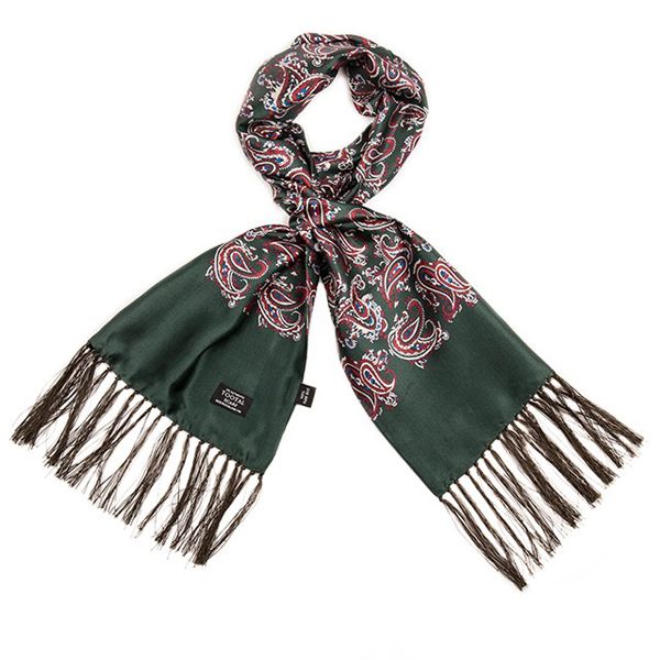 Tootal Silk Scarf Paisley Forest Green